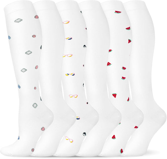 Graduated Compression Socks for Women&Men 20-30mmhg Knee High Socks Travel Hiking Running Stocking