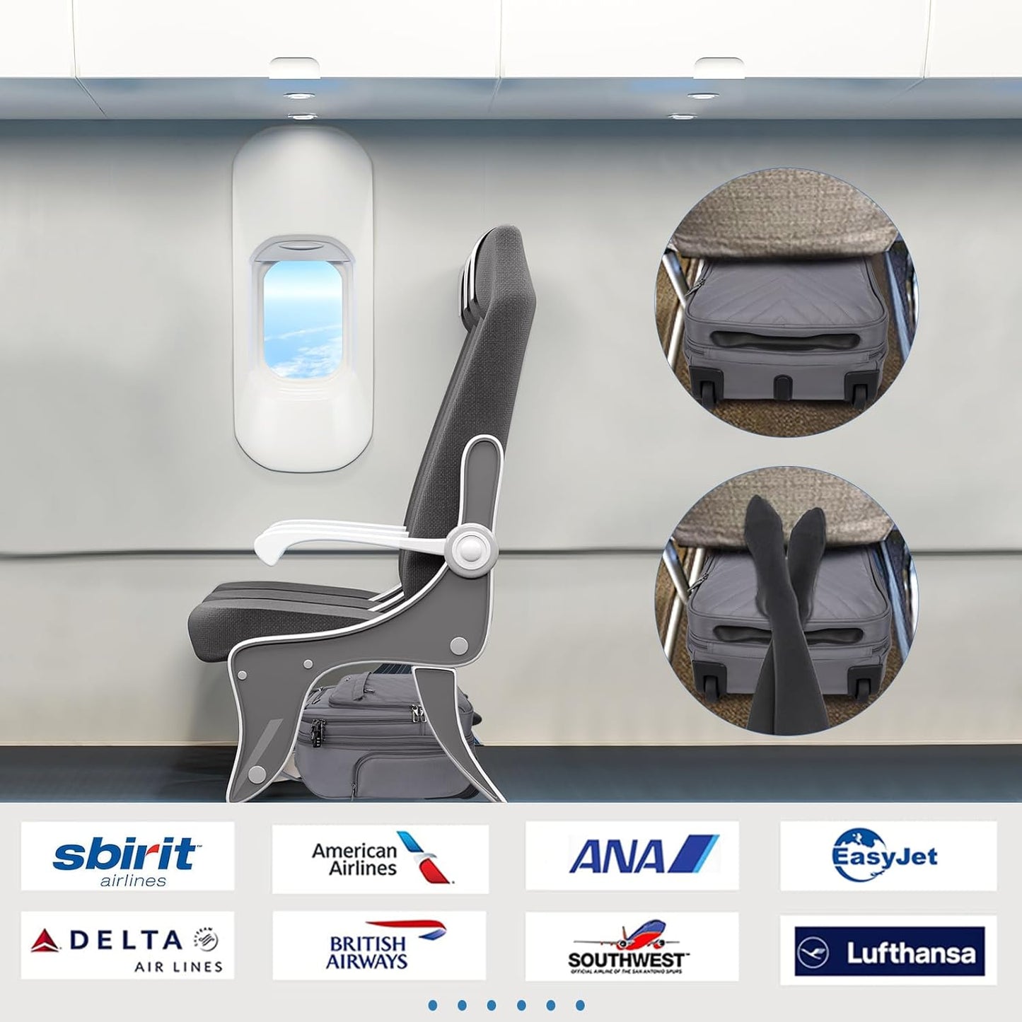 VANKEAN Carry On Underseat 16-inch Multi-functional Underseater Lightweight Overnight Suitcase with Wheels, Roller Case for Men Women Travel Business, Dark Grey