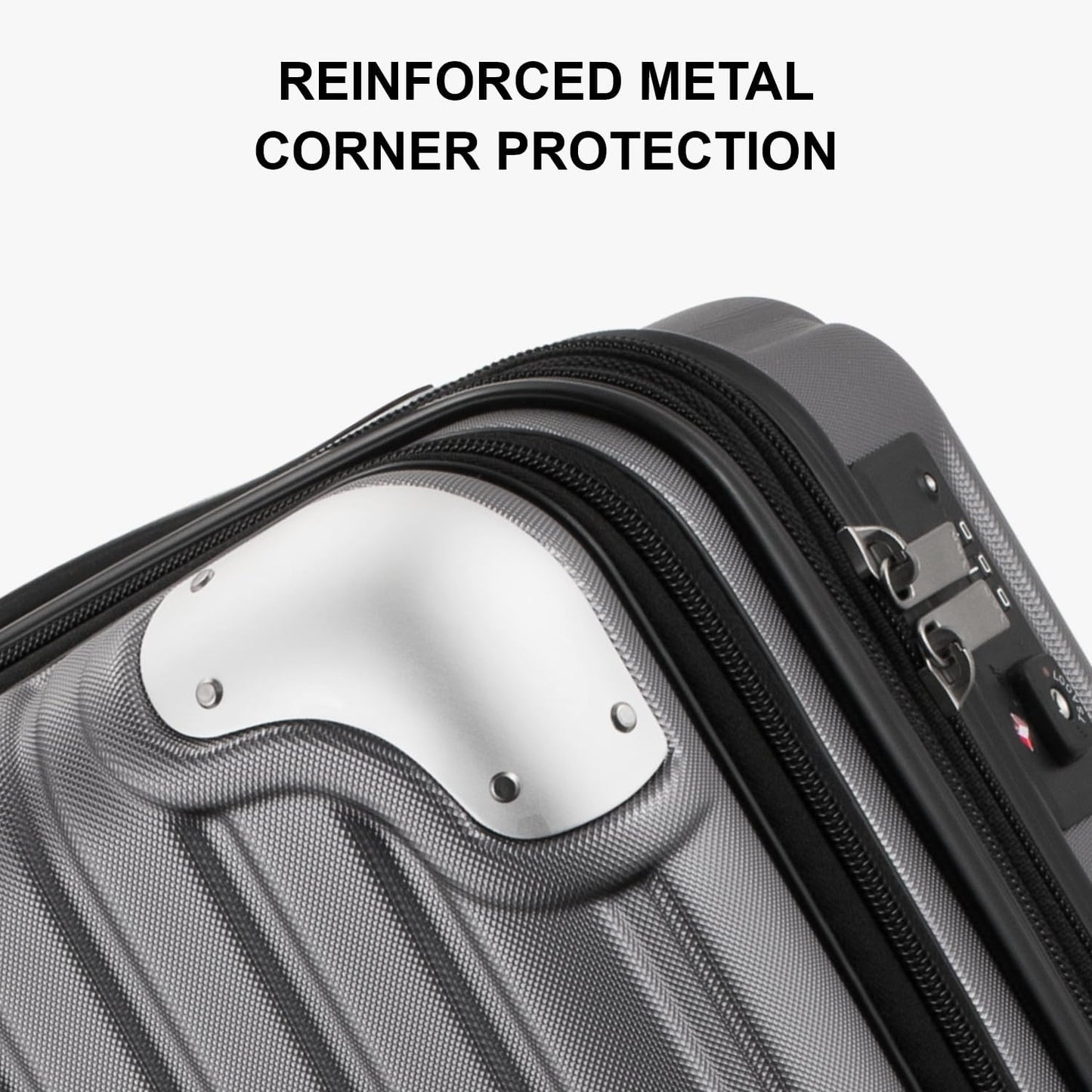 LEVEL8 Grace Carry on Luggage, 20 Inch Expandable Hard Shell Suitcases with Wheels, Abs+Pc Harshell Spinner Luggages with Tsa Lock, Travel Bag for Women Men, Grey