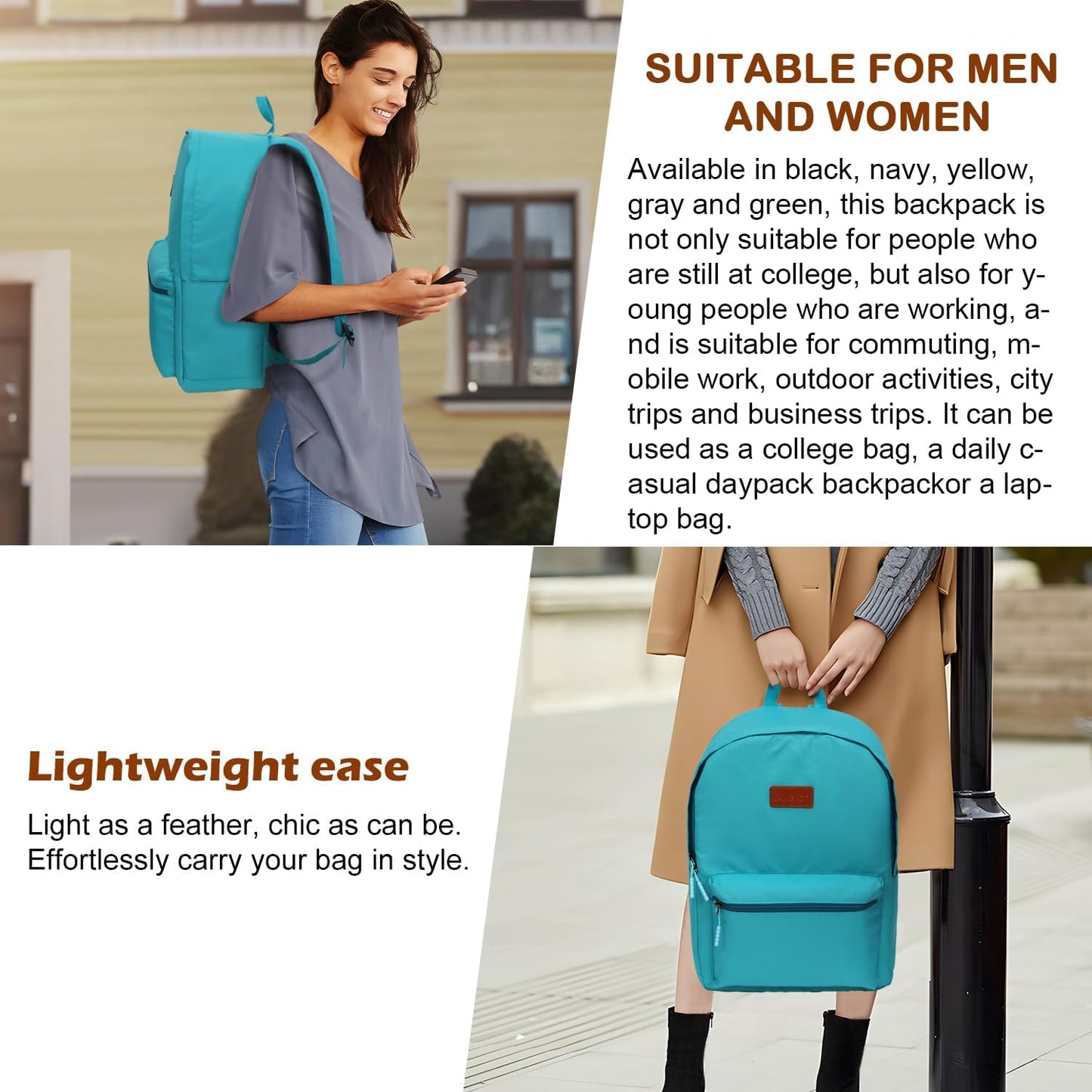 ABS+PC Carry on Luggage set with backpack 3 Pcs suitcace with Spinner wheels TSA Lock 20-In hardshell Lightweight Luggage set (Turquoise)