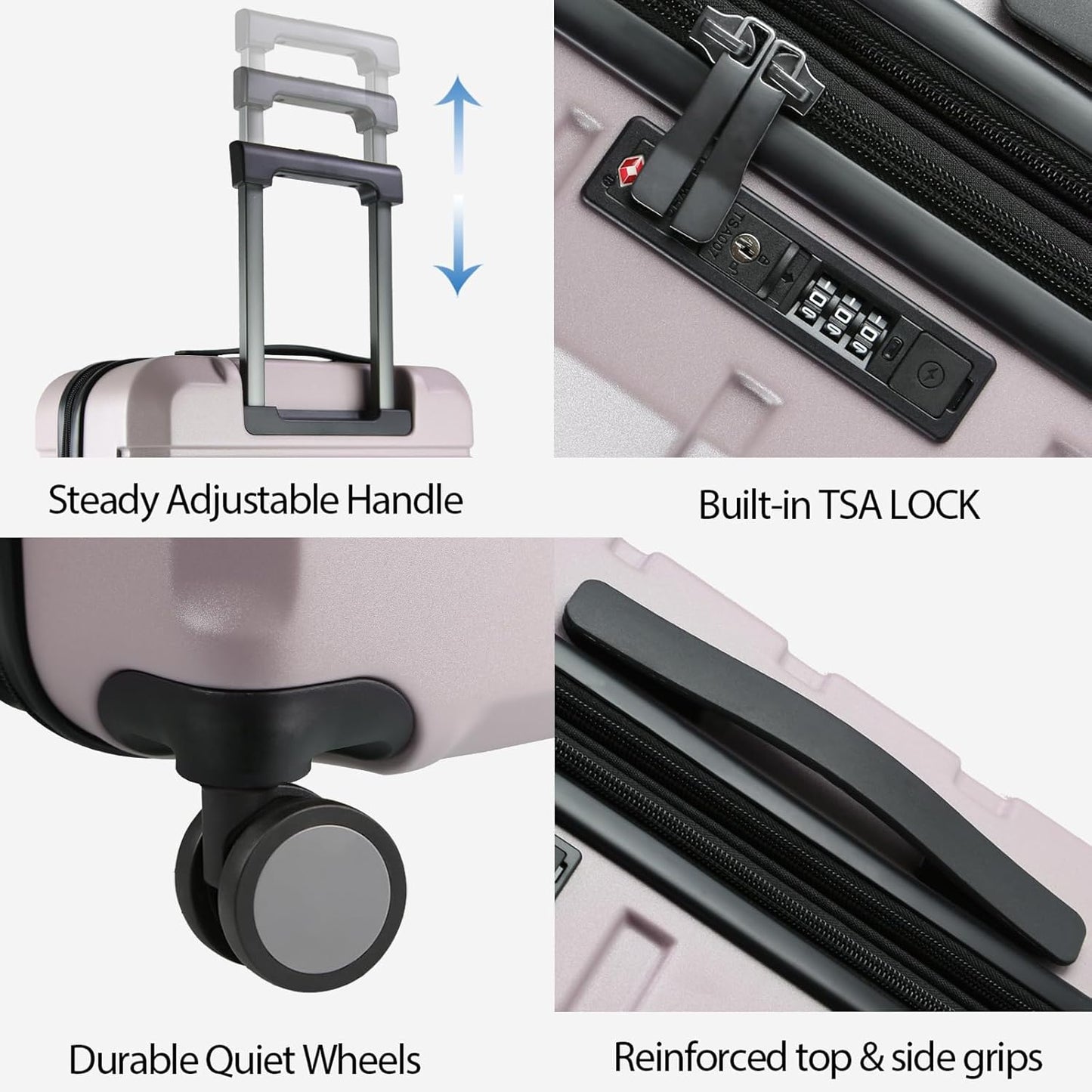 KROSER Hardside Expandable Carry On Luggage with Spinner Wheels & Built-in TSA Lock, Durable Suitcase Rolling Luggage with USB Port, Carry-On 20-Inch, Matte Purple/Pink