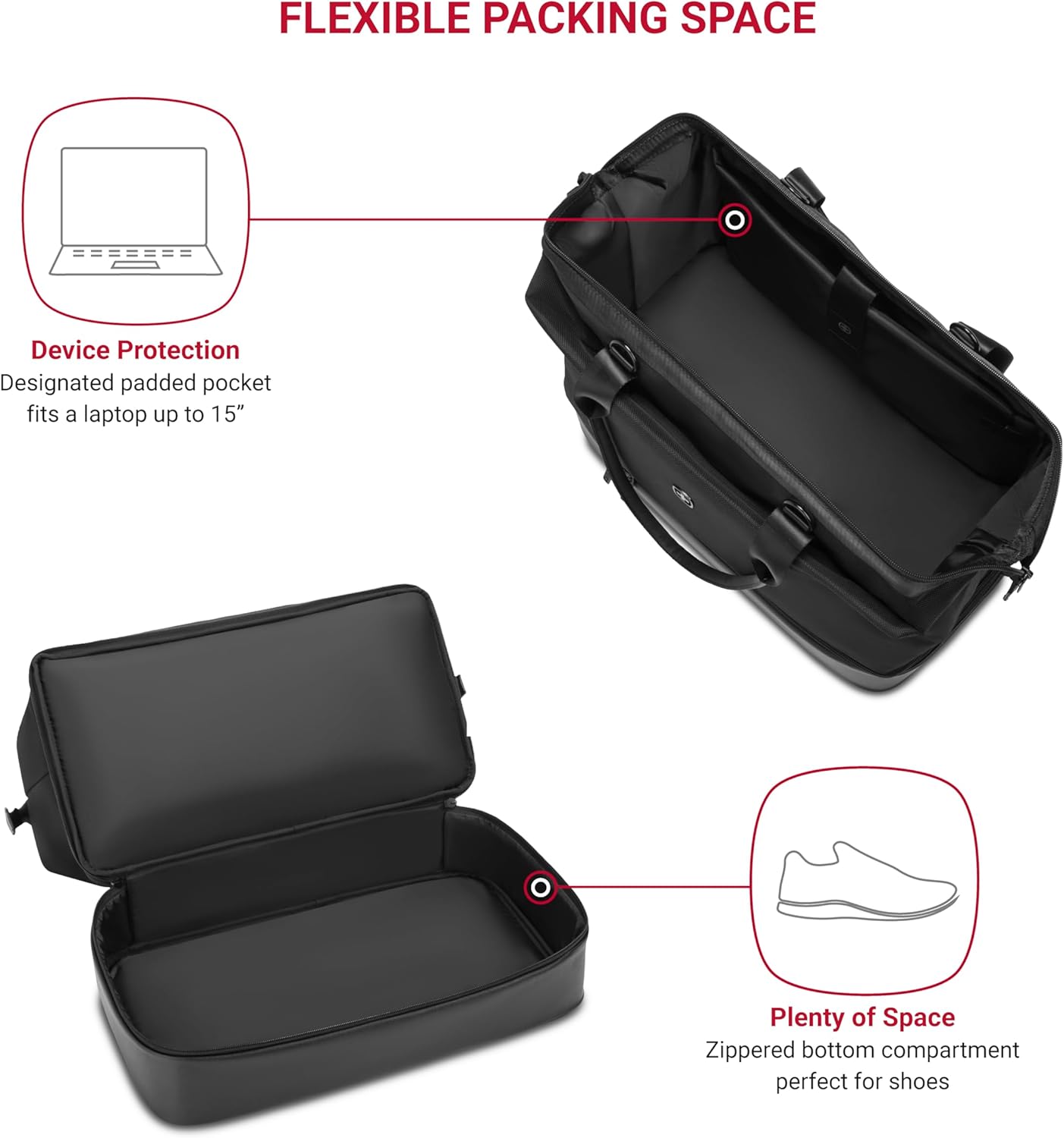 SwissGear 7366 Hardside Expandable Luggage with Spinner Wheels, Black, 2-Piece Set (Weekender/27)