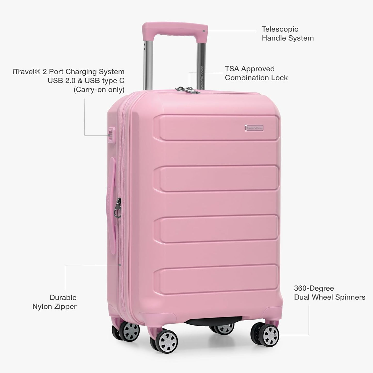 Traveler's Choice Pagosa Indestructible Hardshell Expandable Spinner Luggage, Pink, 30-Inch Large