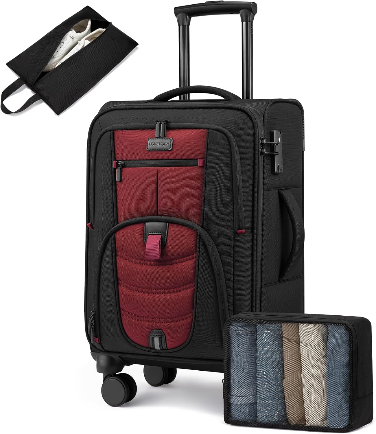 Carry On Luggage 22x14x9 Airline Approved, 22-Inch Suitcases with Spinner Wheels, Softside Carry-on Luggage with TSA Lock for Men Women Business Trip, Lightweight Large Capacity Luggage for Travel