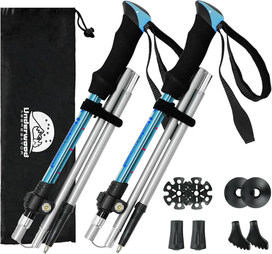 Trekking Poles Collapsible Hiking Poles - 2 Pack Aluminum Hiking Sticks, Lightweight Walking Sticks for Seniors, Men, Women Balance, Tri-Fold Walking Poles for Backpacking by Underwood Aggregator