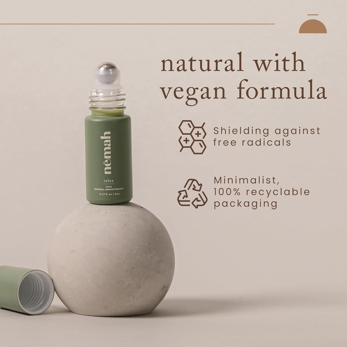 Nemah - Aromatherapy Roll On - Essential Oil Calming Roll On, Natural Calming Blend for Tranquility with Bergamot, Neroli, and Sandalwood - Vegan & Cruelty-Free - 0.17 fl. oz.