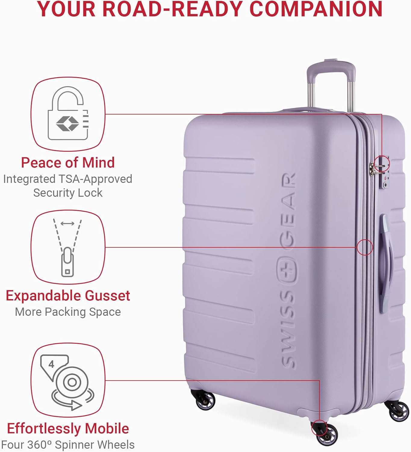 SwissGear 7366 Signature Hardside Expandable Luggage with Spinner Wheels, TSA Lock, Evening Haze, Checked-Large 27-Inch