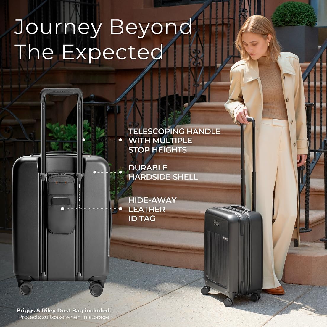 Briggs & Riley 21" Global Carry On Expandable Spinner - Luggage for Travel, Suitcases with Wheels, Hardside Rolling Bag for Men & Women, Self-Repairing Zipper - Sympatico Collection, Black