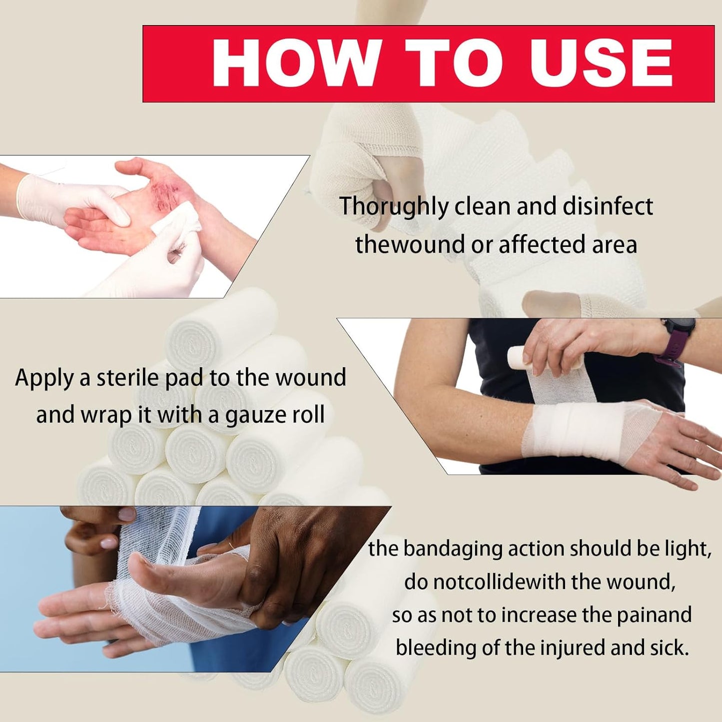 32 Pack Gauze Rolls Bandages 4 ” x 4.1 yd Premium Quality Lint and Latex-Free Conforming Stretch Designed for Effective Wound Care for Wound Dressing Support (Individually Packed)