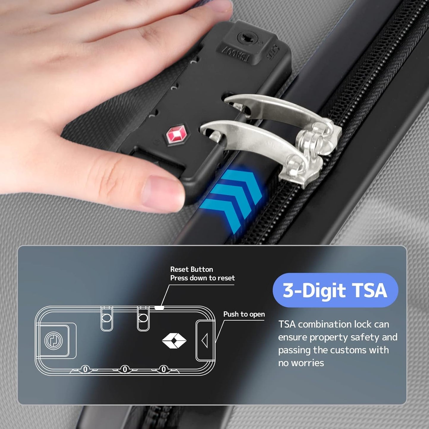 AnyZip Luggage PC ABS Hardside Lightweight Suitcase with 4 Universal Wheels TSA Lock Carry-On 20 Inch Silver