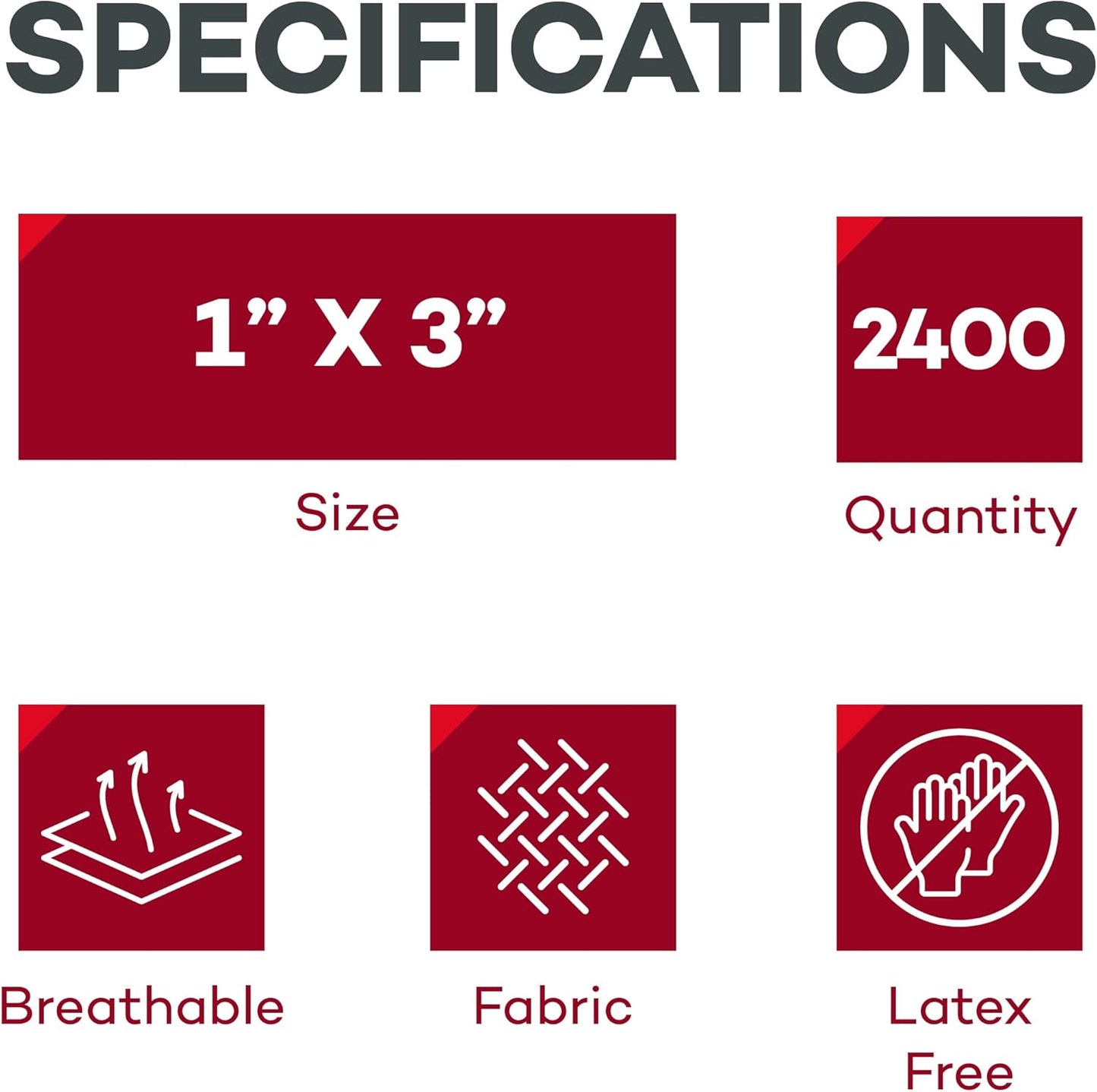 Dealmed Sterile Flexible Fabric Adhesive Bandages – 1x3 Inch – 100/Box - 24 Boxes - Breathable First Aid Strip Pack - Soft Stretch Wound Patch for Medical, Emergency Kits & Clinic