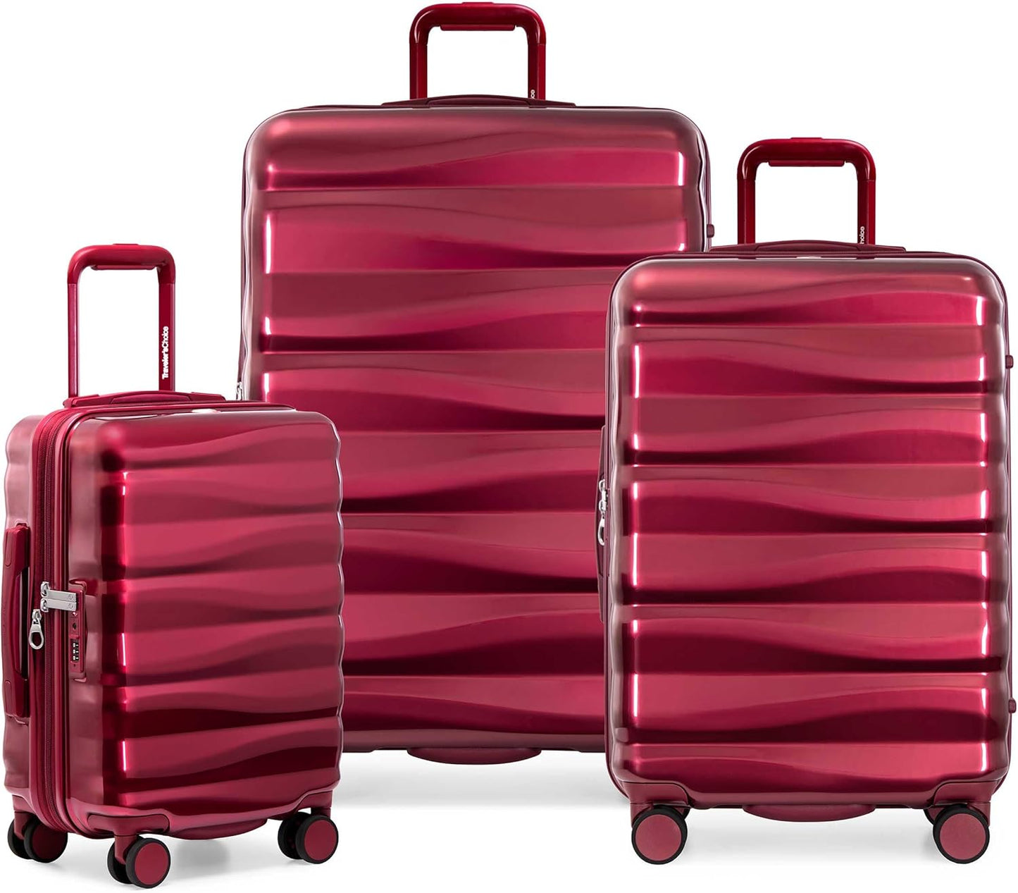 Traveler's Choice Edinburgh II Hardside Spinner Luggage with TSA Lock, Red, 3 Piece (21/25/29)