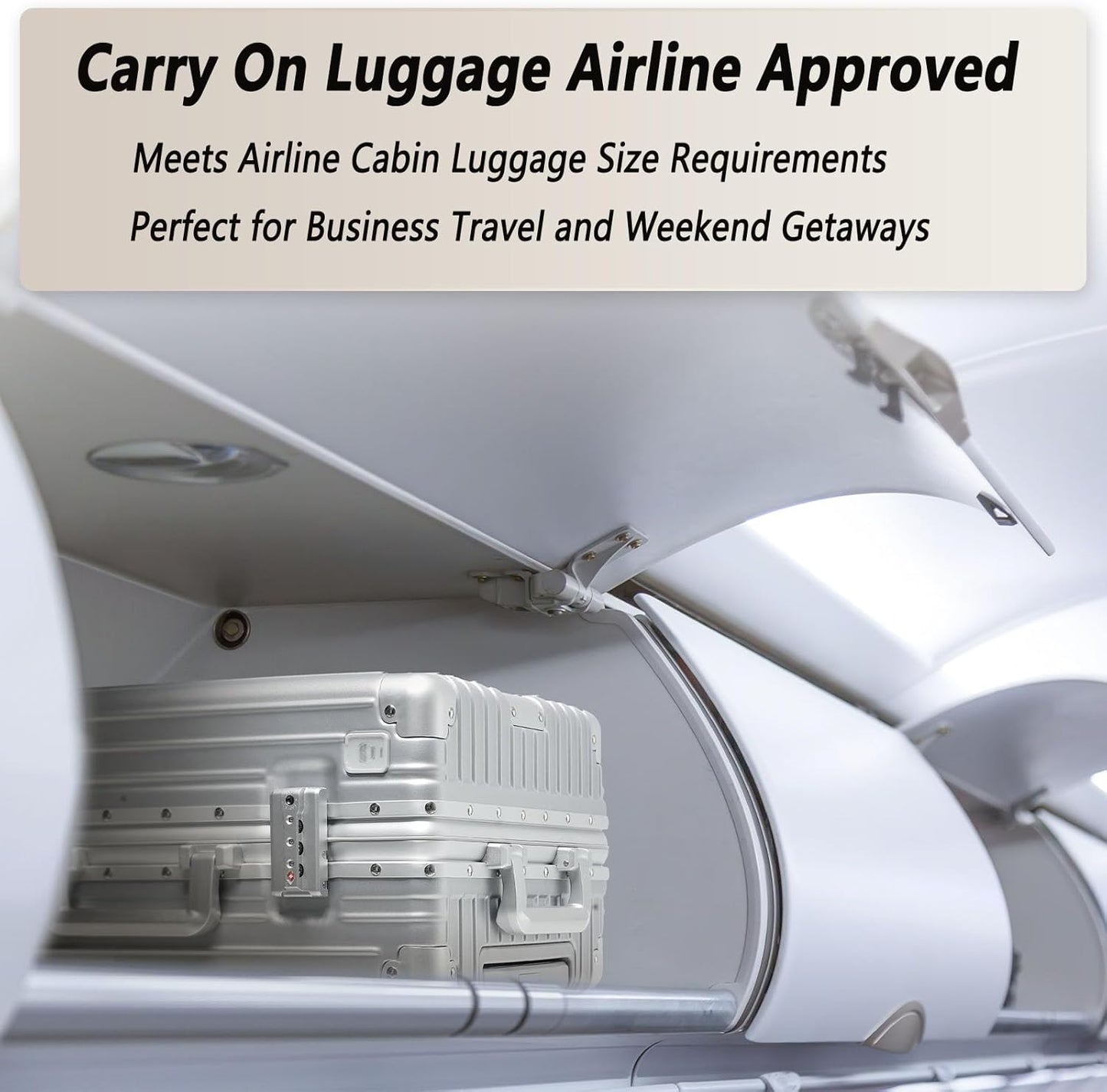 20 Inch Aluminum Frame Carry On Luggage 22x14x9 Airline Approved with Spinner Wheels,Zipperless Hard Shell Small Rolling Suitcases with TSA Approved USB Port,Cup & Phone Holder,Silver