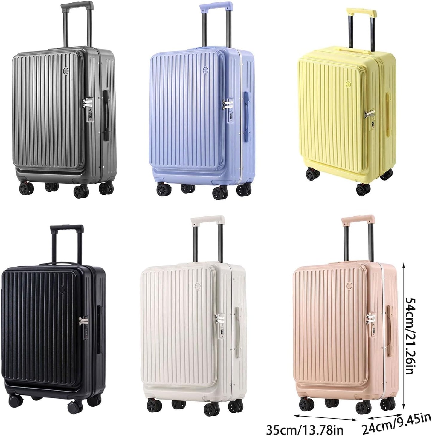 Expandable Carry On Luggage Top Opening Design Ergonomic Practical Hardshells Suitcase With 360 Degree Textured S