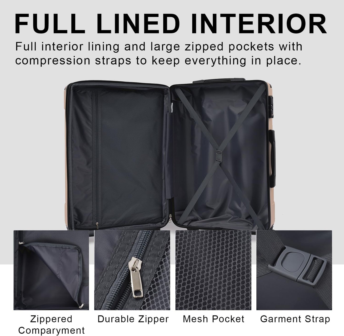 20in Carry On Luggage Hardshell Suitcase with Spinner Wheels Lightweight Lugagge Design Waterproof Durable for Travel (Blue)