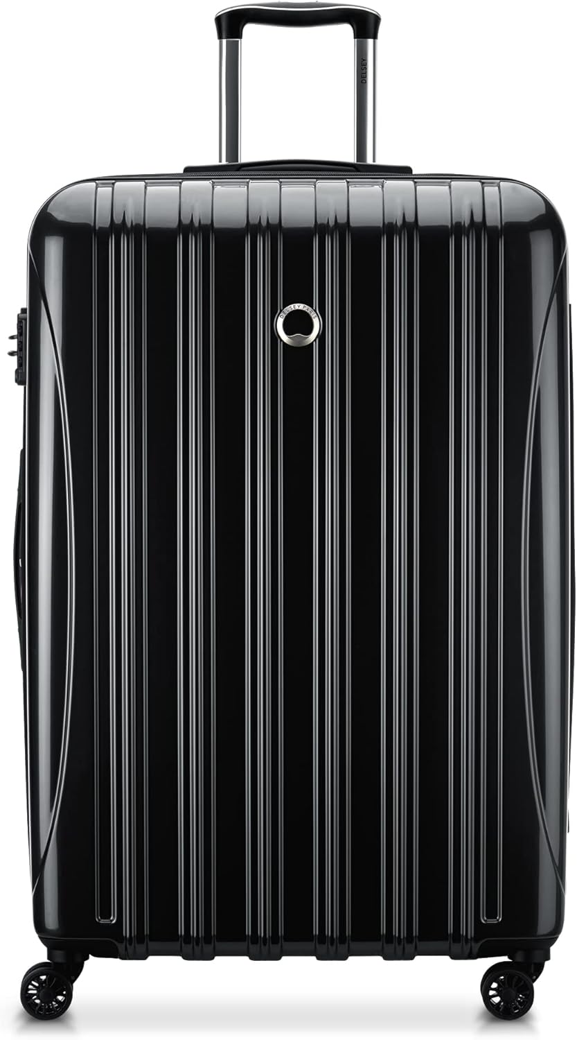 DELSEY PARIS Helium Aero Hardside Expandable Luggage with Spinner Wheels, Black, Checked-Large 28 Inch
