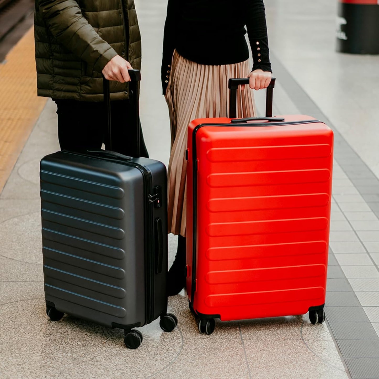 NINETYGO Medium Checked Luggage 24 Inch, Checking In Luggage with Smooth Spinner Wheels, Lightweight, Hard Shell PC Suitcase, Lightweight Travel Luggage, TSA Approved (Raspberry, Rhine Basic)