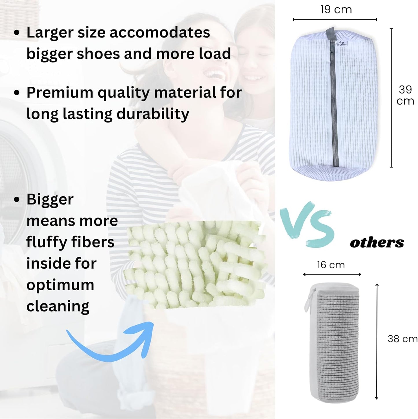 Shoe washing machine bag (2 Pcs, white color) + 2 pairs adjustable shoe tree (help keep maintain shoe structure) | laundry bags | Premium quality material | Reusable | Large size
