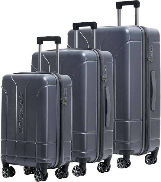 Spyder Carve 3 Piece Set with 360° Spinner Wheels, TSA Approved Lock, (20 Inch Carry On, 25 Inch Medium, 29 Inch Large) Gray