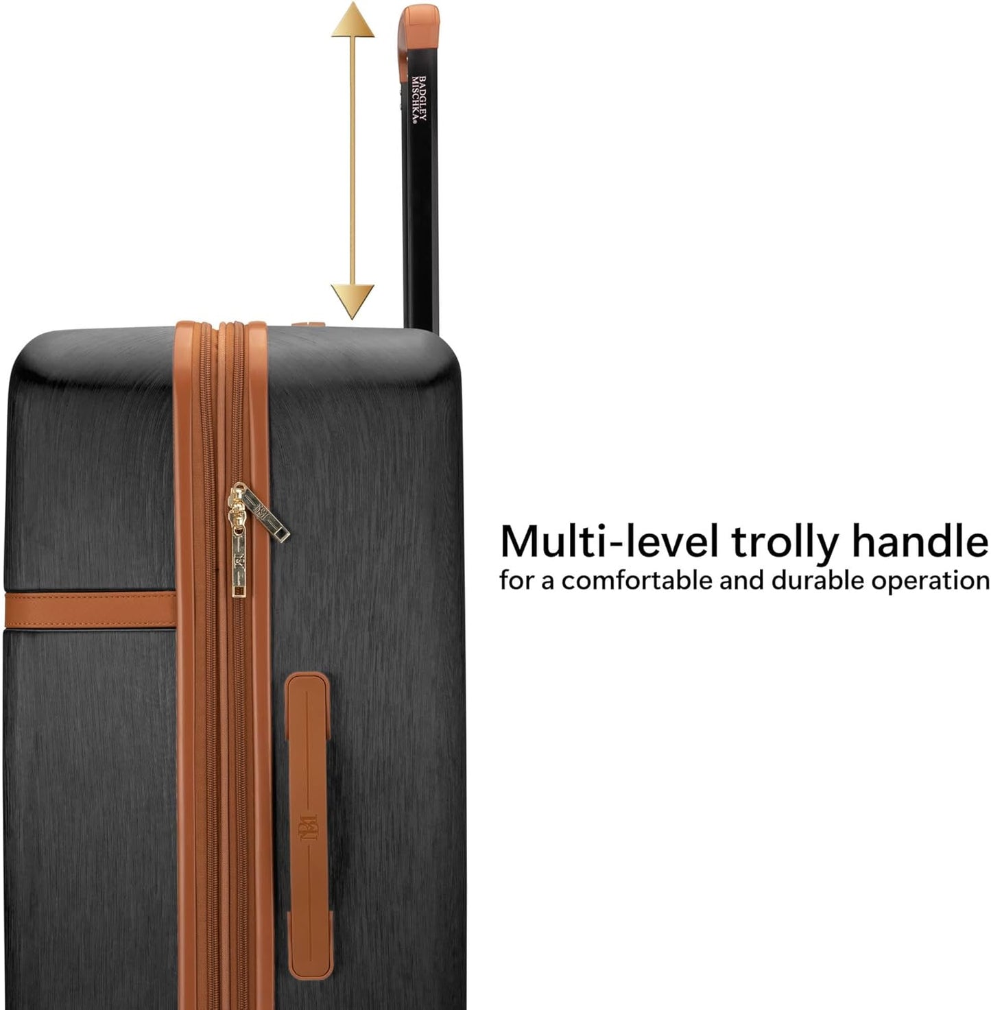 Badgley Mischka Grace 3 Piece Polycarbonate-ABS Expandable Retro Luggage Set (Black)