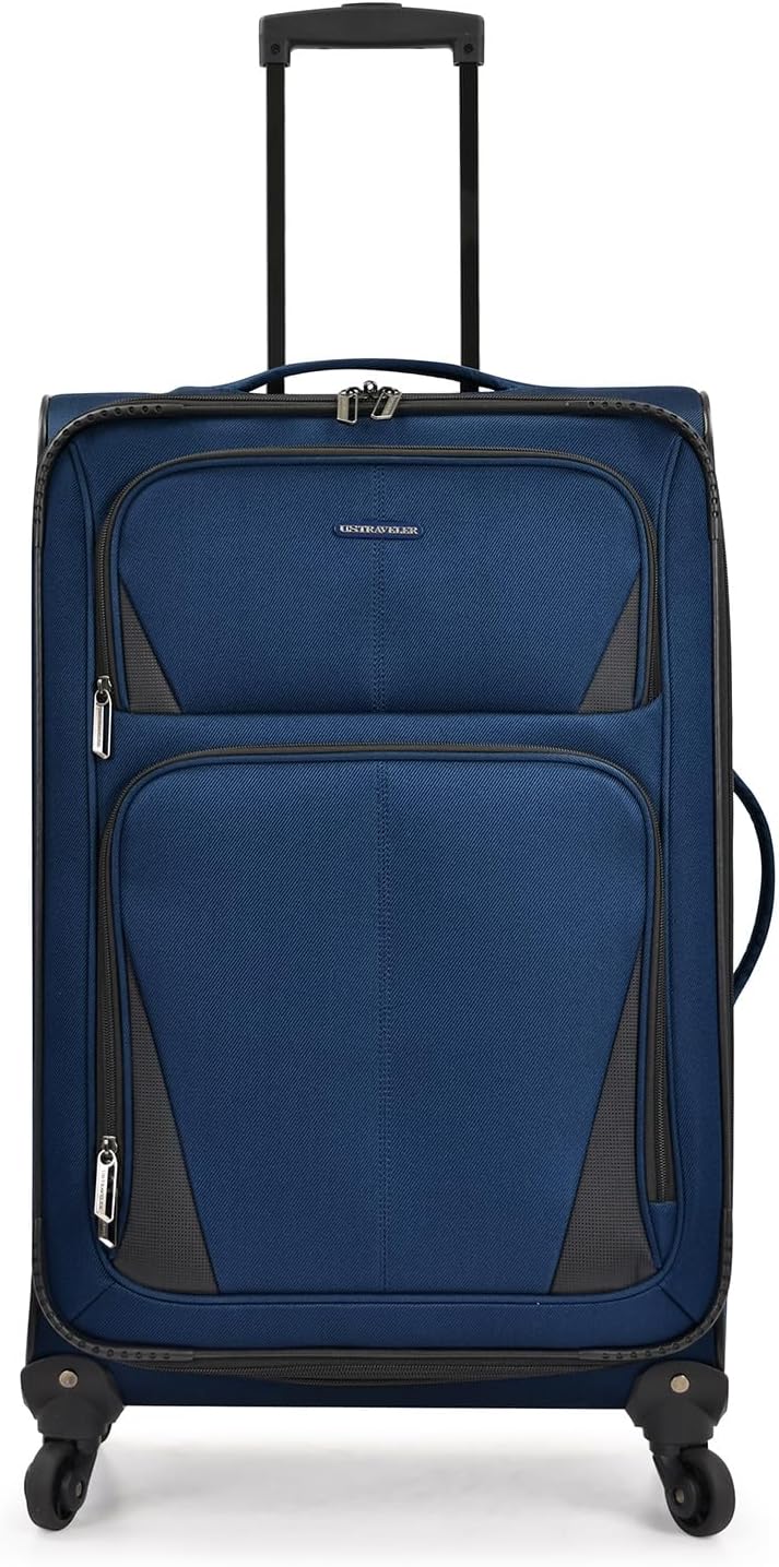 U.S. Traveler Aviron Bay Expandable Softside Luggage with Spinner Wheels, Navy, 3-Piece Set