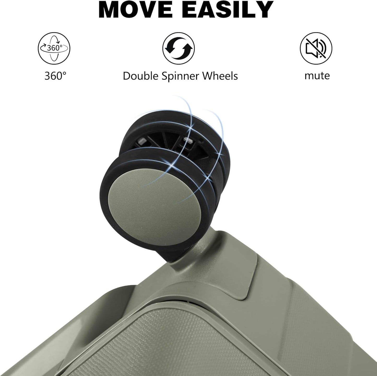 28 Inch Luggage with Spinner Wheels, Hardside Zipperless Large Checked Luggage with TSA Lock, Durable Rolling Suitcase, Green