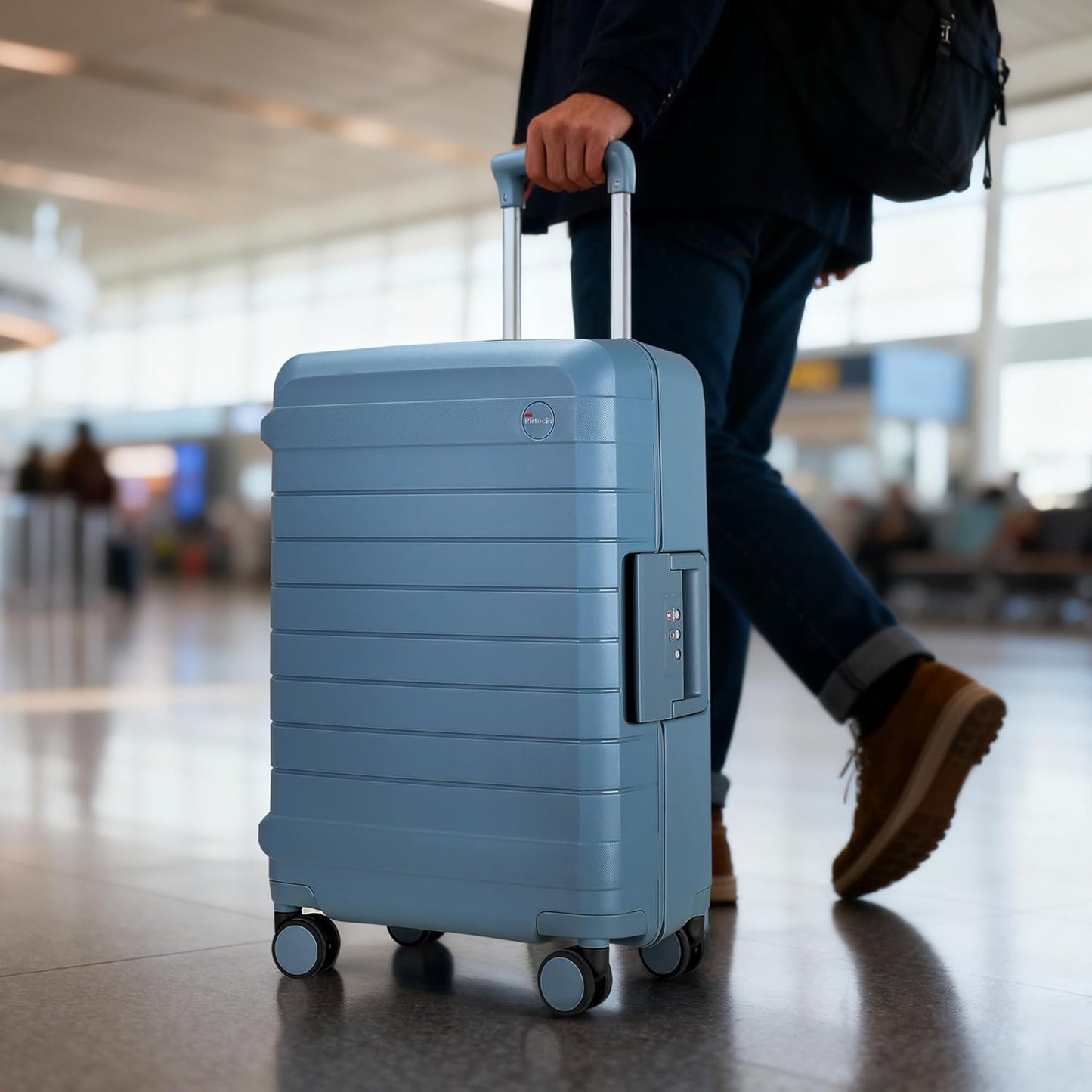 28 Inch Luggage with Spinner Wheels, Hardside Zipperless Large Checked Luggage with TSA Lock, Durable Rolling Suitcase, Blue