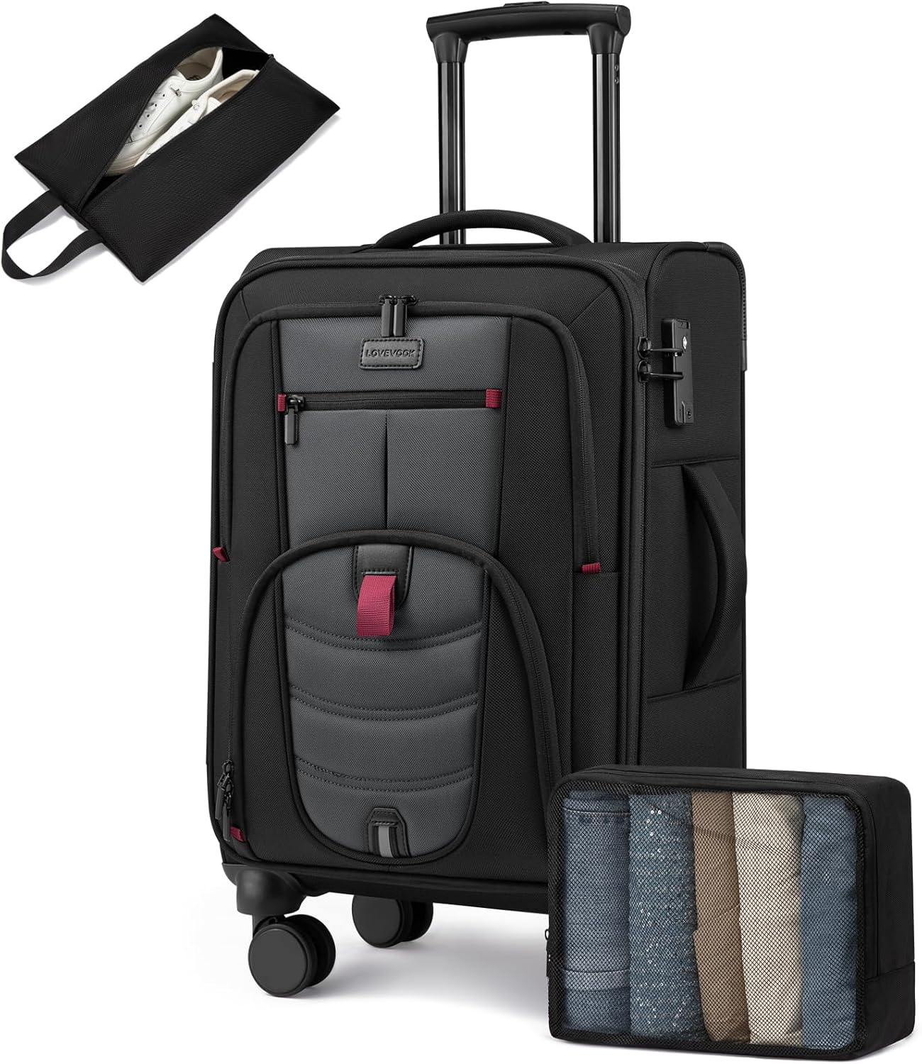 Carry On Luggage 22x14x9 Airline Approved, 22-Inch Suitcases with Spinner Wheels, Softside Carry-on Luggage with TSA Lock for Men Women Business Trip, Lightweight Large Capacity Luggage for Travel