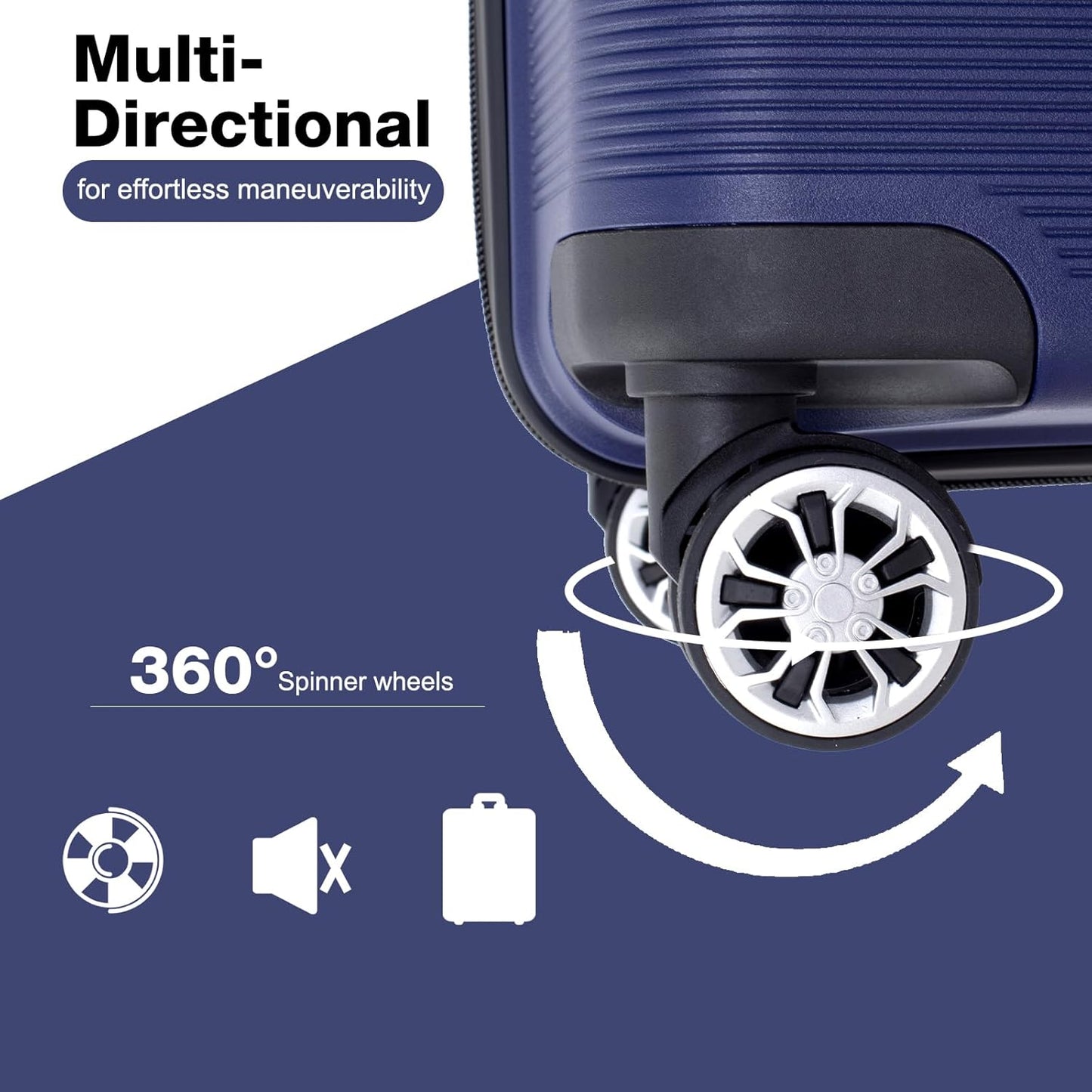 Luggage 3 Piece Sets Suitcase Set with Double Spinner Wheels, Lightweight Carry On Hardside Travel Luggage with TSA Lock, (20/24/28) (Navy)