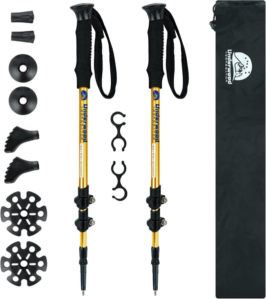 Trekking Poles Collapsible Hiking Poles - 2 Pack Adjustable Aluminum Hiking Sticks, Lightweight Walking Sticks for Women, Men, Seniors, Kids, Walking Poles for Backpacking by Underwood Aggregator