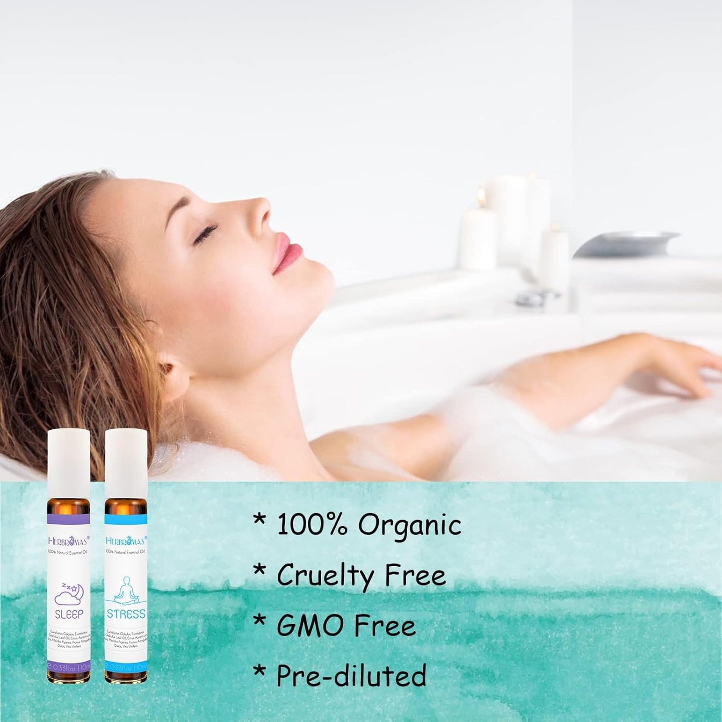 Aromatherapy Oils Roller Set, Natural Pre-diluted Essential Oils Roll On with Glass Rollerball, Relaxation Gift for Women & Men, Christmas Gift, Pack 4 x 0.33fl.oz