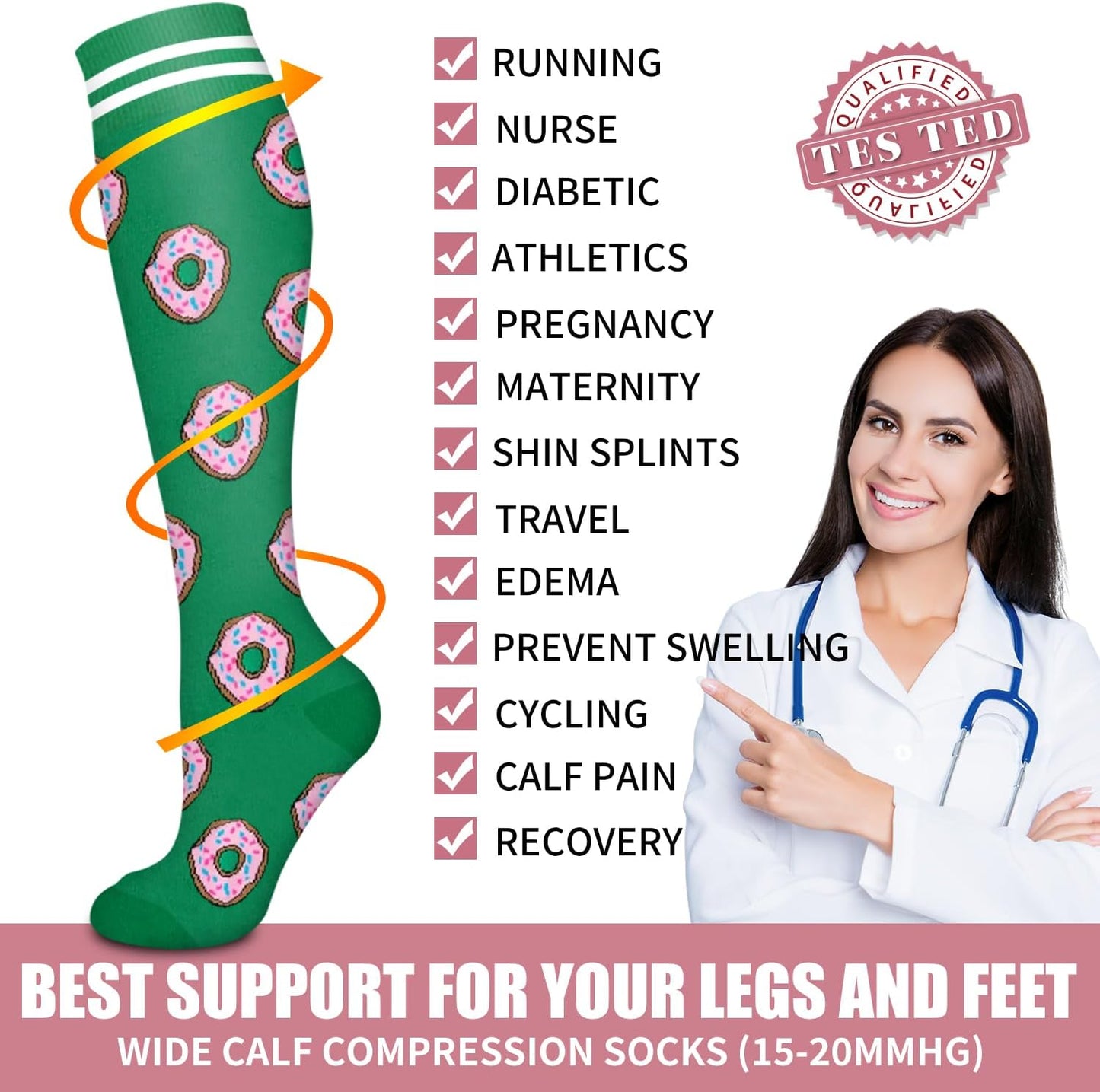 Bluemaple Compression Socks for Women & Men Circulation (6 Pairs) 15-20 mmHg is Best Support for Athletic Running Cycling