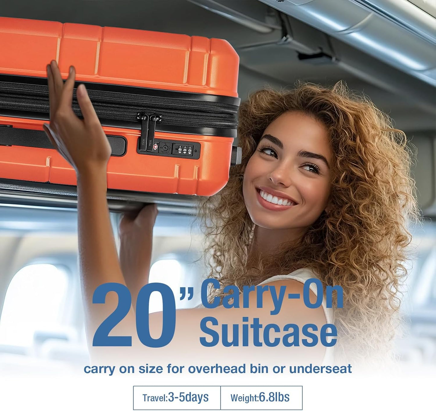 KYME Carry On Luggage 22x14x9 Airline Approved with TSA Lock Hard Shell Carry On Suitcase Lightweight Suitcases with Wheels Small Luggage for Men Women,Carry-On 20 Inch,Orange