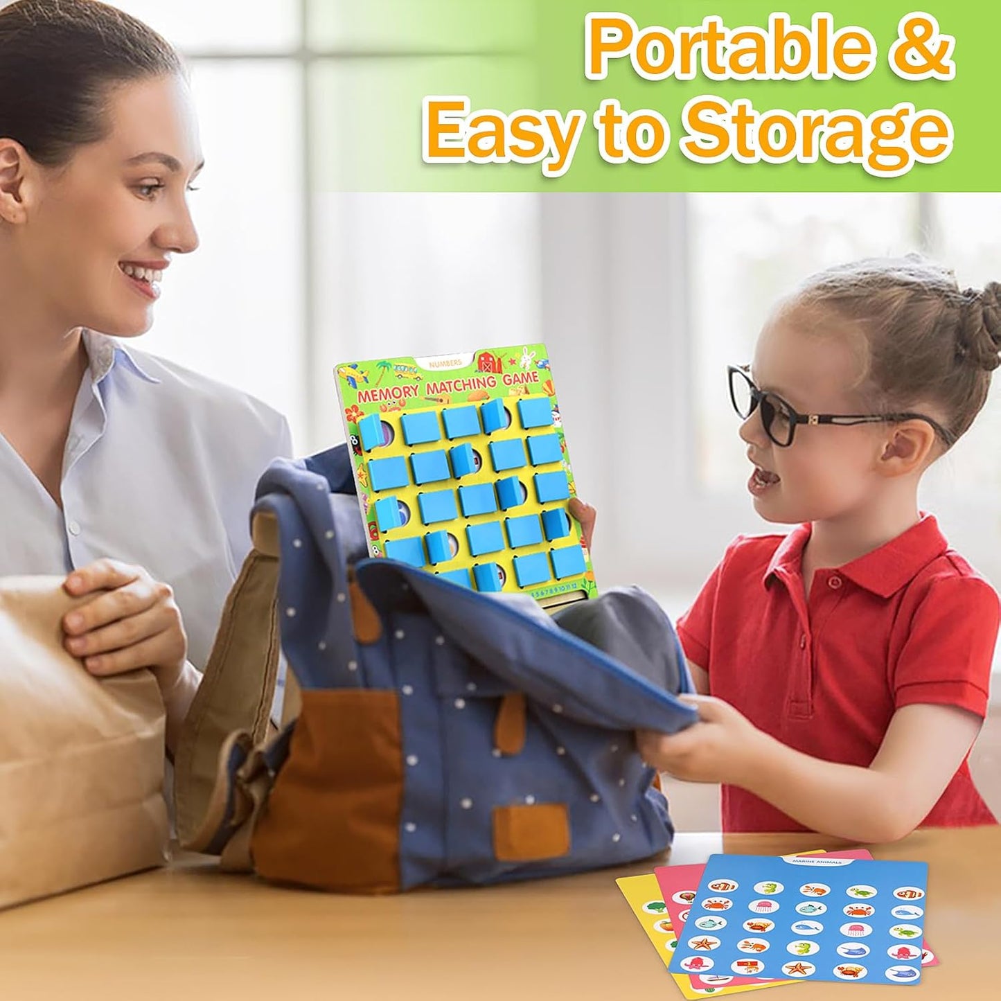 Matching Memory Game for Kids Ages 4-8, Flip to Win Wooden Board Games Travel Toys for 3 4 5 6 7 8 Years Old Boys Girls, Road Trip Essentials, Airplane, Car Activity Halloween