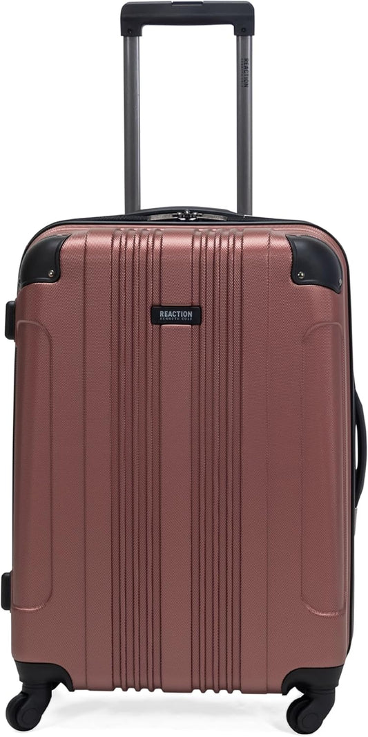 Kenneth Cole REACTION Out of Bounds Lightweight Hardshell 4-Wheel Spinner Luggage, Rose Gold, 24-Inch Checked