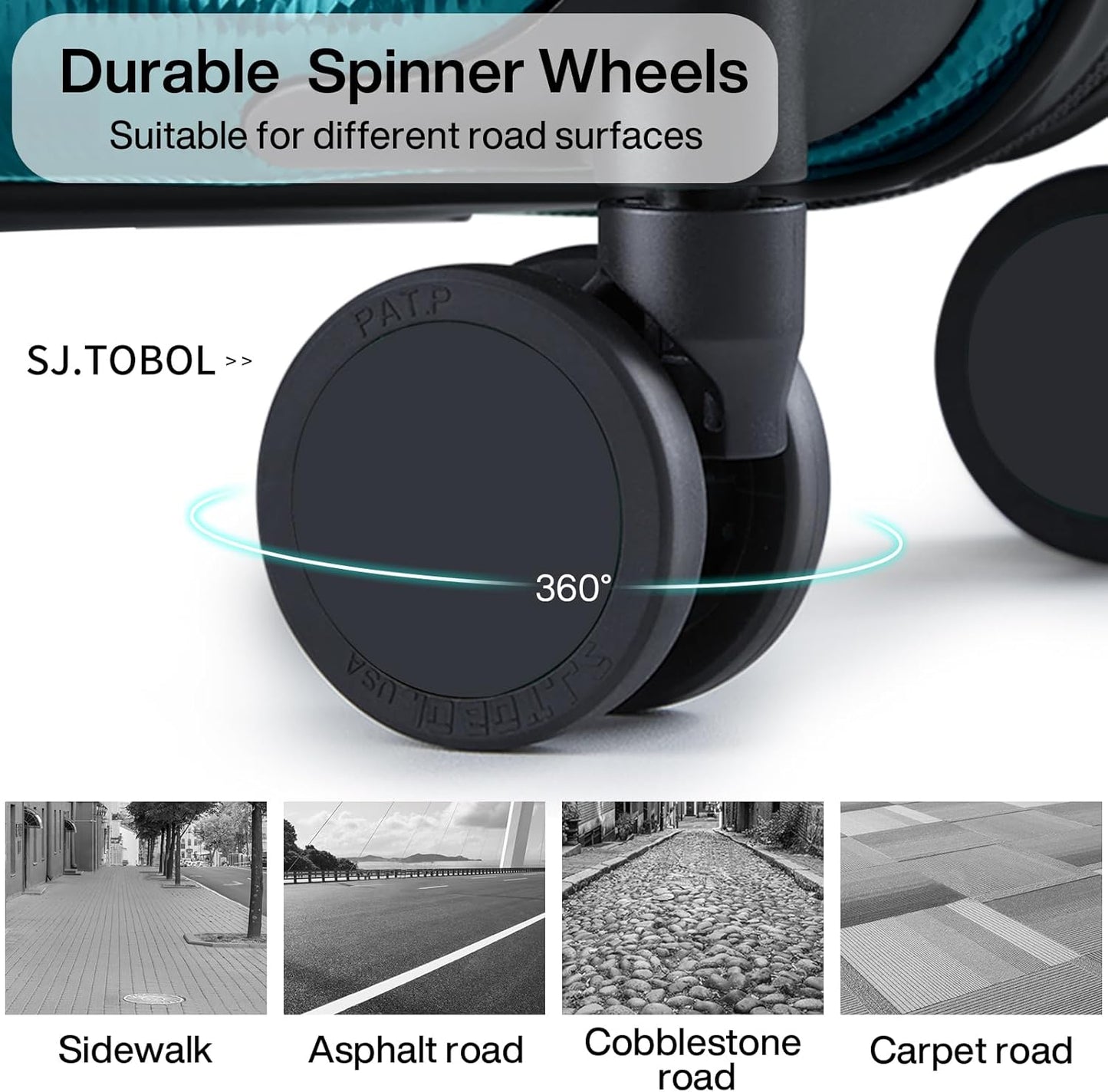 Hanke 24 Inch Luggage Suitcases With Spinner Wheels Lightweight PC Hard Shell Rolling Suitcase With Travel Lock,Checked-Medium 24-Inch(Caribbean Blue)