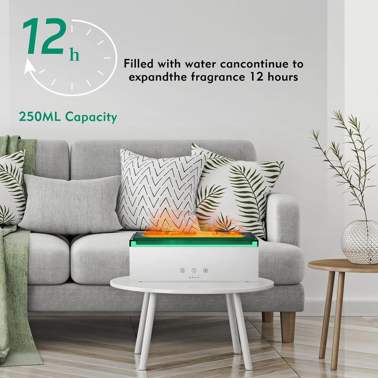 NEWYID Essential Oil Diffuser, Ultrasonic Full Touch Screen Flame Diffuser Humidifier with 17 LED Lights& 4 Timer Waterless Auto-Off, Aroma Diffuser for Large Room Home-White