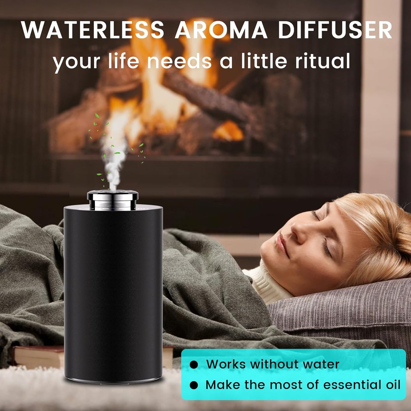 Diffuserlove Waterless Car Aromatherapy Diffuser, Portable Travel Cordless Air Diffuser, Rechargeable Scent Machine, Green