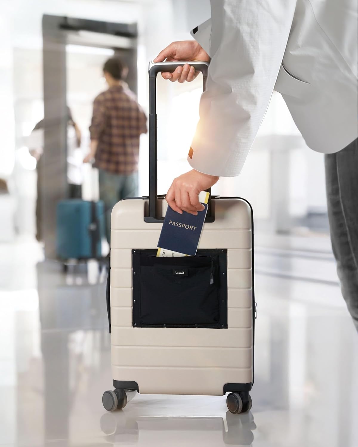 LUGGEX Carry On Luggage HUP3, Accelerate Access with DiHook, Handy Pouch, 20 inch Expandable Hard Shell Suitcases with Spinner Wheels (HX-Core)