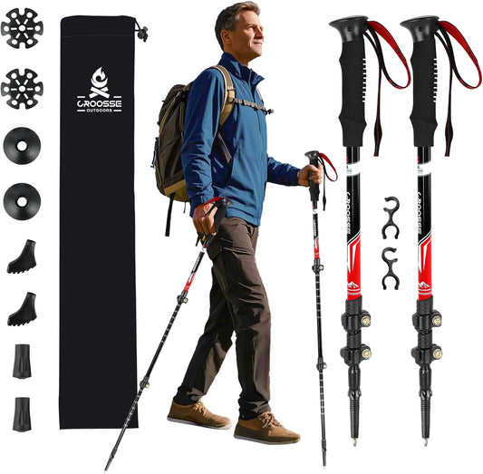 Lightweight Collapsible Trekking Poles for Hiking – 2 Pack Adjustable Hiking Poles, Aluminum Walking Sticks for Skiing, Nordic Walking, Retractable Walking Sticks for Seniors, Women, Men