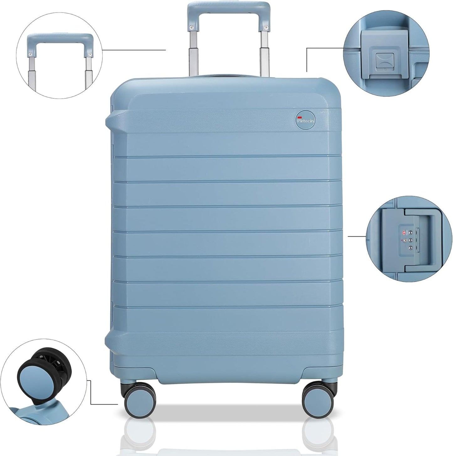 28 Inch Luggage with Spinner Wheels, Hardside Zipperless Large Checked Luggage with TSA Lock, Durable Rolling Suitcase, Blue