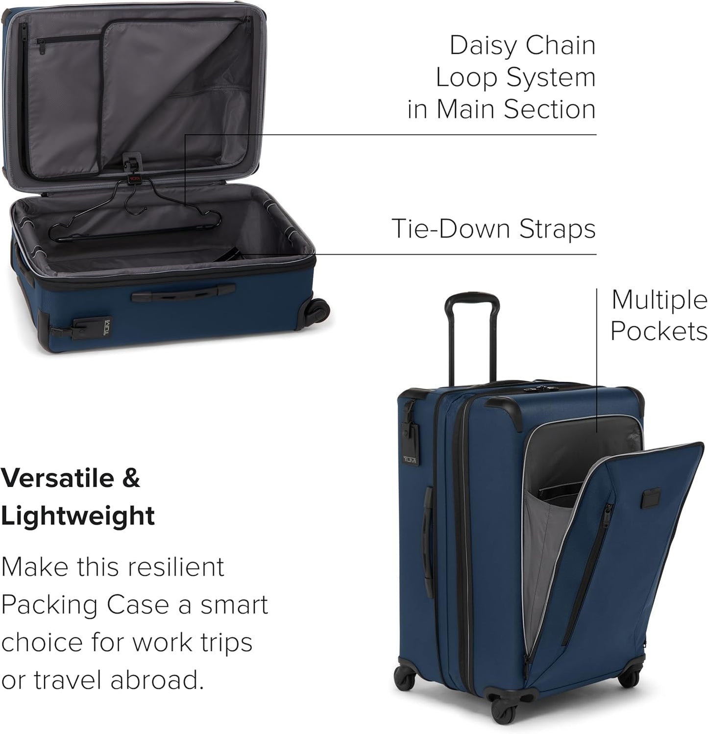 TUMI - Aerotour 4 Wheel Expandable Luggage - Men's and Women's Lightweight Business and Leisure Travel Suitcase - 26" Short Trip Expandable Packing Case, Navy