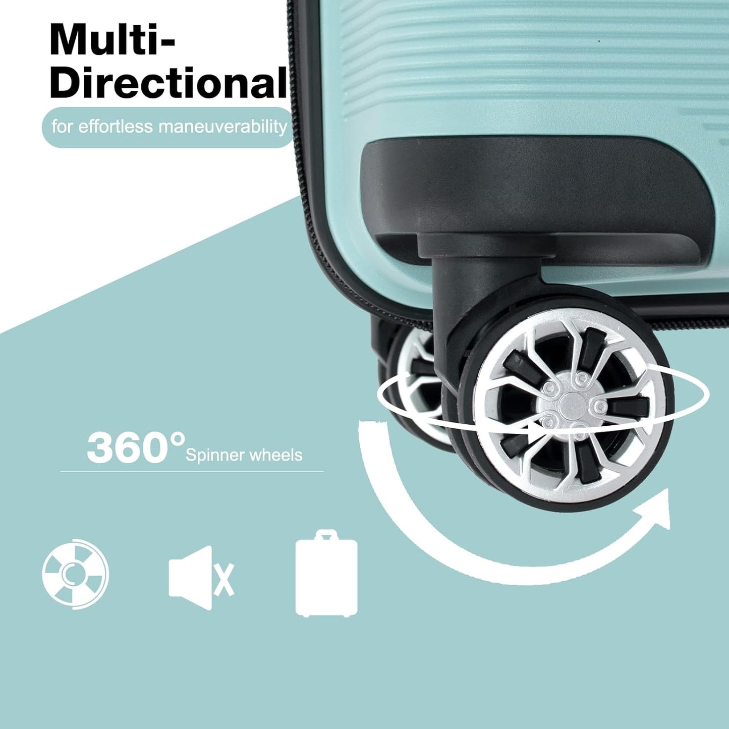 Luggage 3 Piece Sets Suitcase Set with Double Spinner Wheels, Lightweight Carry On Hardside Travel Luggage with TSA Lock, (20/24/28) (Light Green)