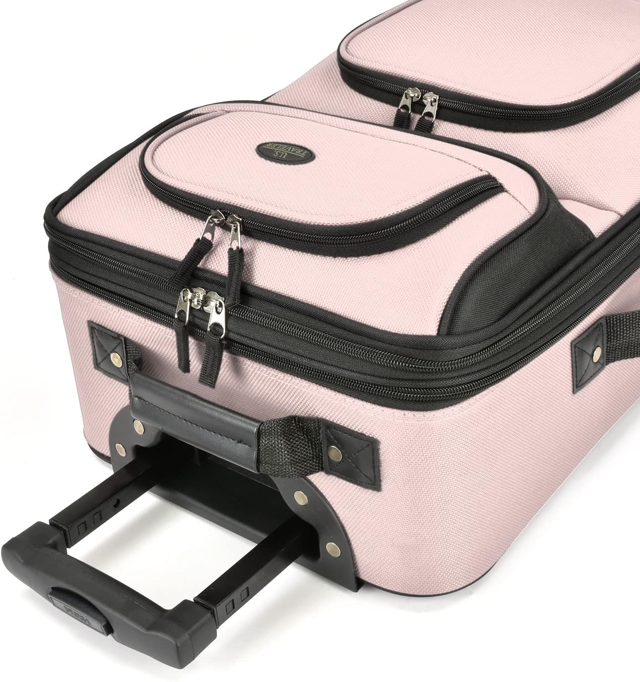 U.S. Traveler Lightweight Rolling 20" Carry On Luggage Softside Suitcase, Pink, 2-Wheel Single