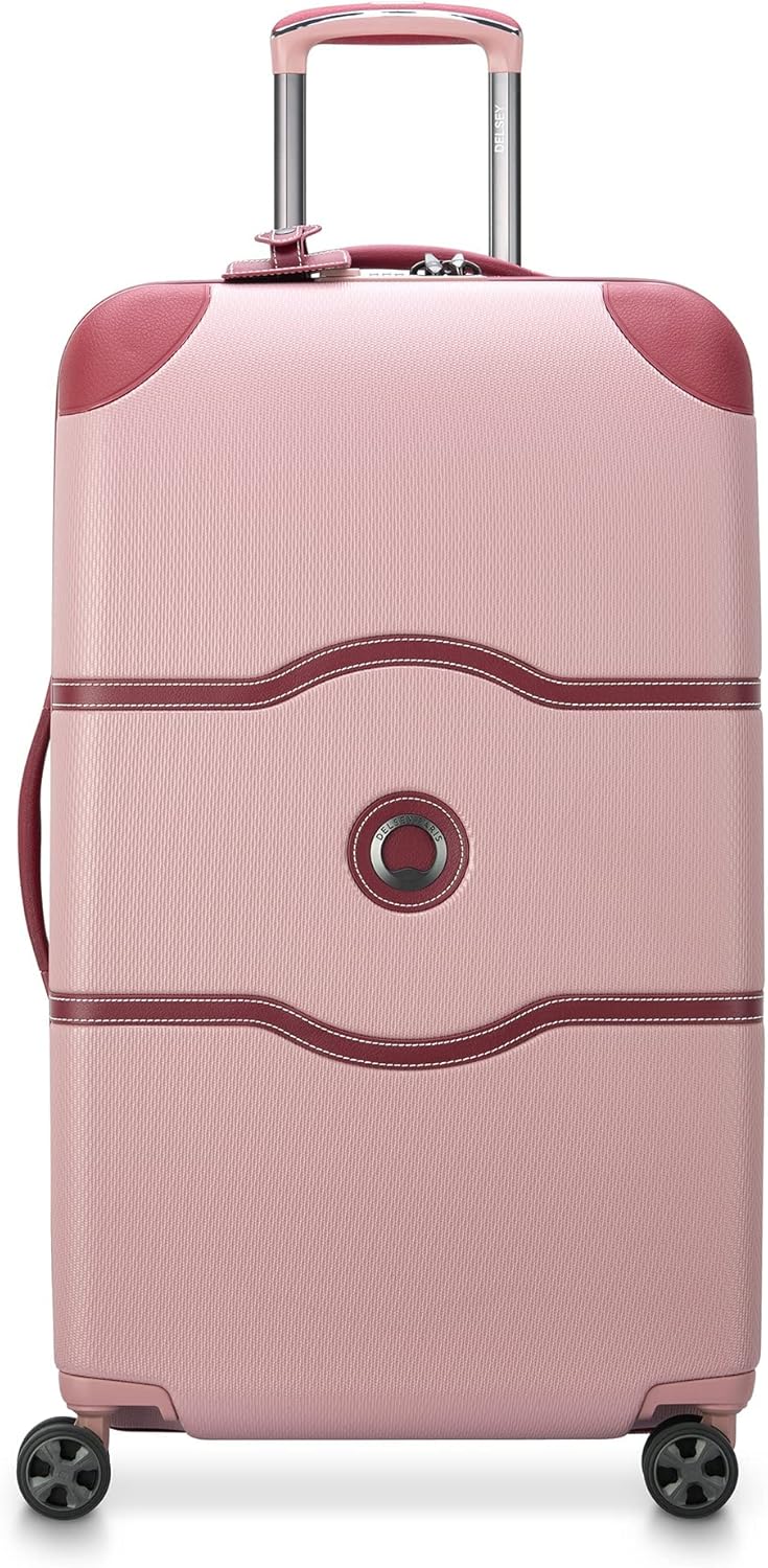 DELSEY PARIS Chatelet Air 2.0 Hardside Luggage Trunk with Spinner Wheels, Pink, Checked-26 Inch Trunk