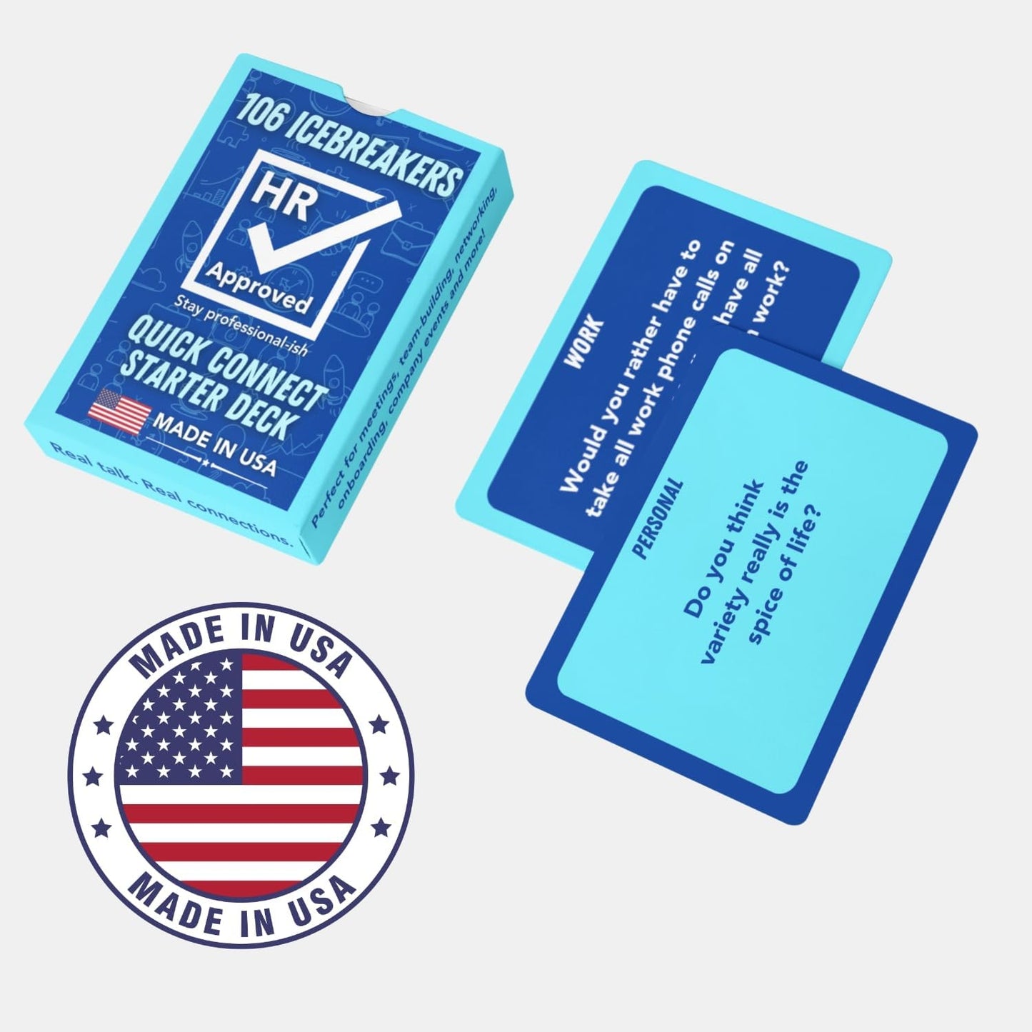 Card Games for Adults: Icebreaker Conversation Cards - Travel & Office Games for Adults, Easy Team Building Activities, Engaging and Fun Icebreaker Card Game for Work Connections by HR Approved