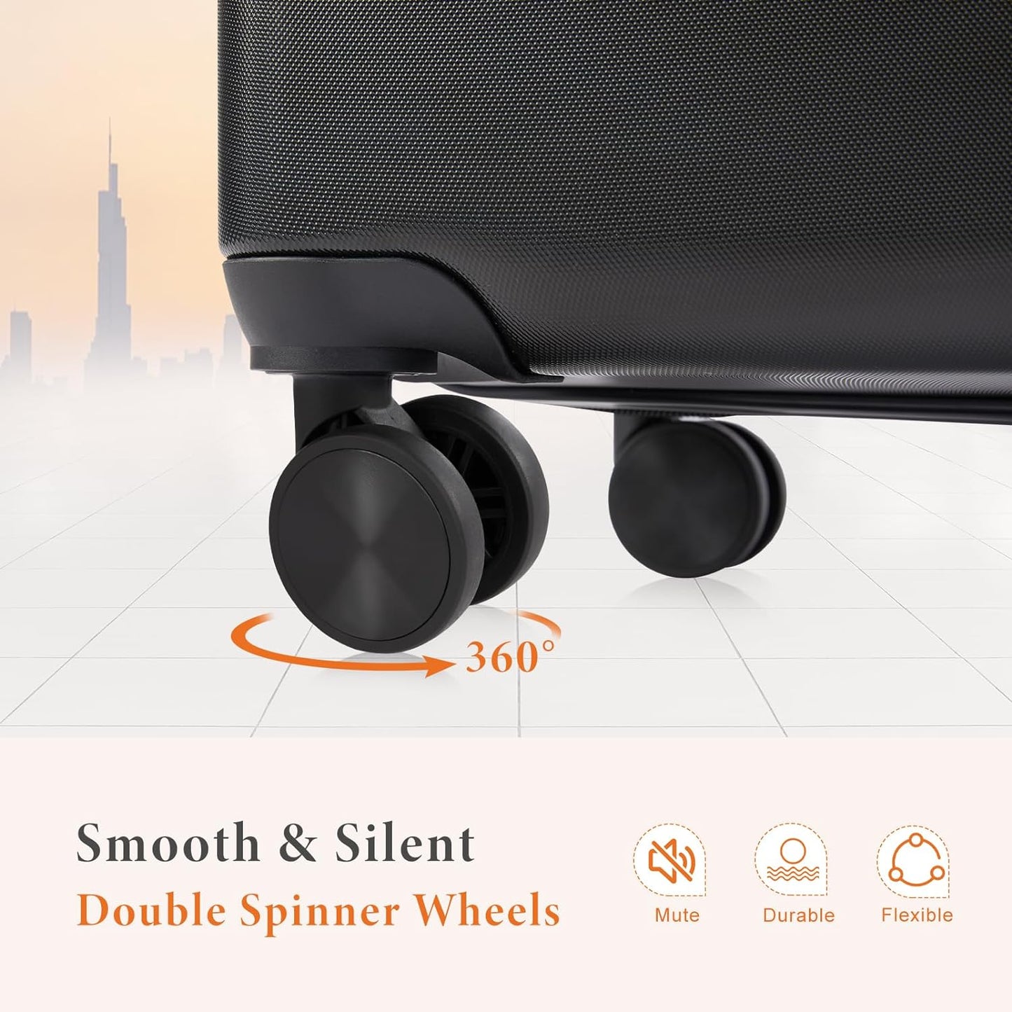 Sweetcrispy Luggage Spinner Wheels Lightweight Expandable Travel Hard Shell Suitcases with TSA Lock, Bronze Black, 3-PCS Set (20/24/28 Inch)