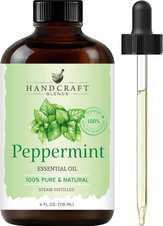 Handcraft Blends Peppermint Essential Oil – Huge 4 Fl Oz – 100% Pure and Natural – Premium Grade Essential Oil for Diffuser and Aromatherapy, Skin, Massage, Candle and Soap Making Fragrance