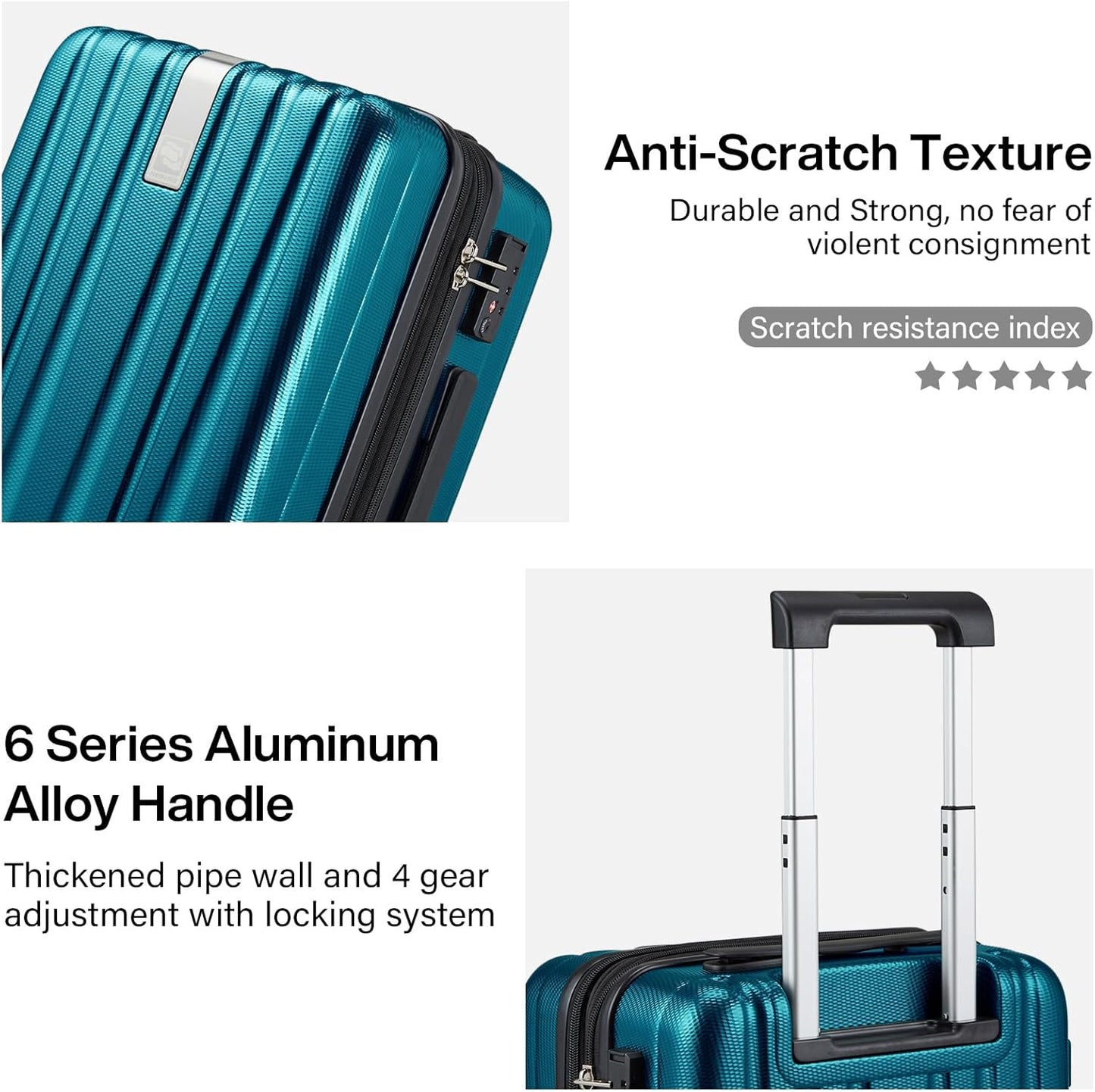 Hanke 20 Inch Expandable Carry on Luggage 22x14x9 Airline Approved Lightweight PC Hard Shell Suitcases with Wheels Tsa Luggage Rolling Suitcase Travel Luggage Bag for Weekender(Caribbean Blue)