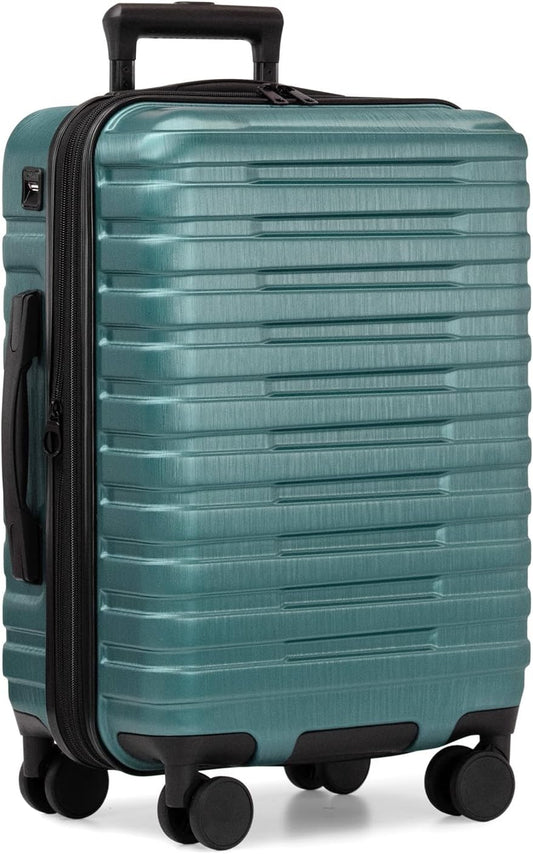 U.S. Traveler Boren Polycarbonate Hardside Rugged Travel Suitcase Luggage with 8 Spinner Wheels, Aluminum Handle, Teal, Carry-on 22-Inch, USB Port